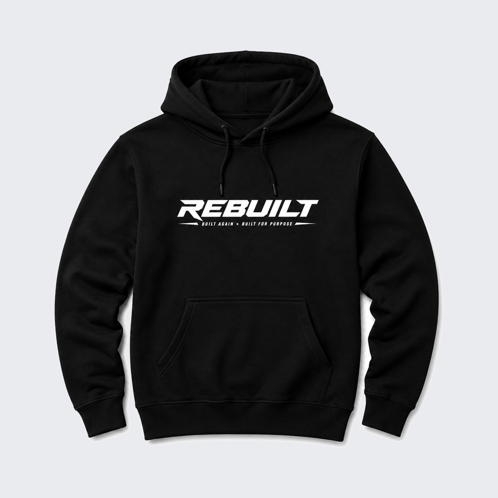 REBUILT black logo hoodie